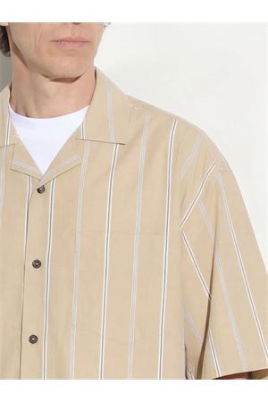 Camicia Boxy Fit in Cotone a Righe Beige e Bianco PAOLO PECORA | G0921580RA11